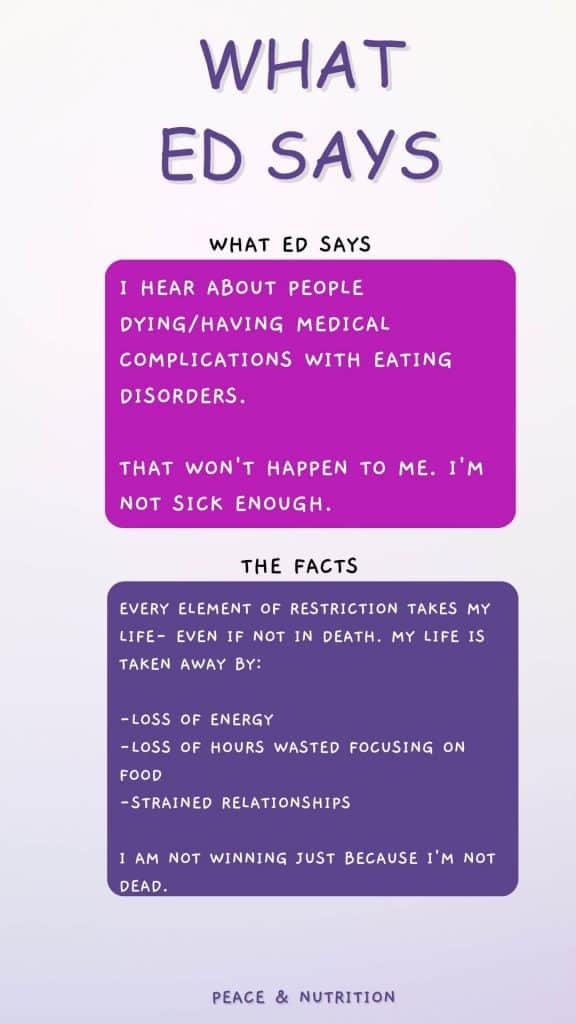 infographic of eating disorder voice phrase