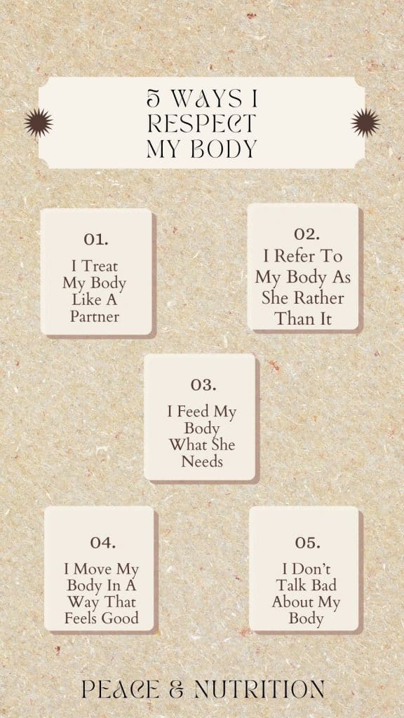 infographic on 5 ways to respect my body