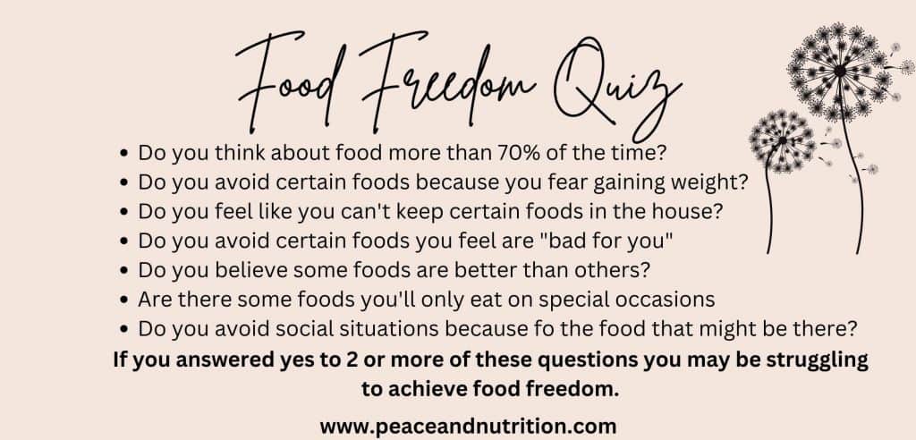 infographic with food freedom questions