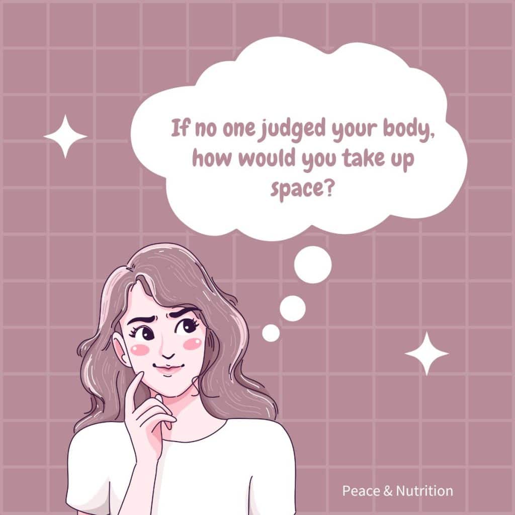 infographic with cartoon girl and body image question